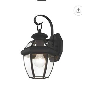 NEW Livex Monterey Light Outdoor Black Matte Wall Lantern Clear Beveled Glass‎